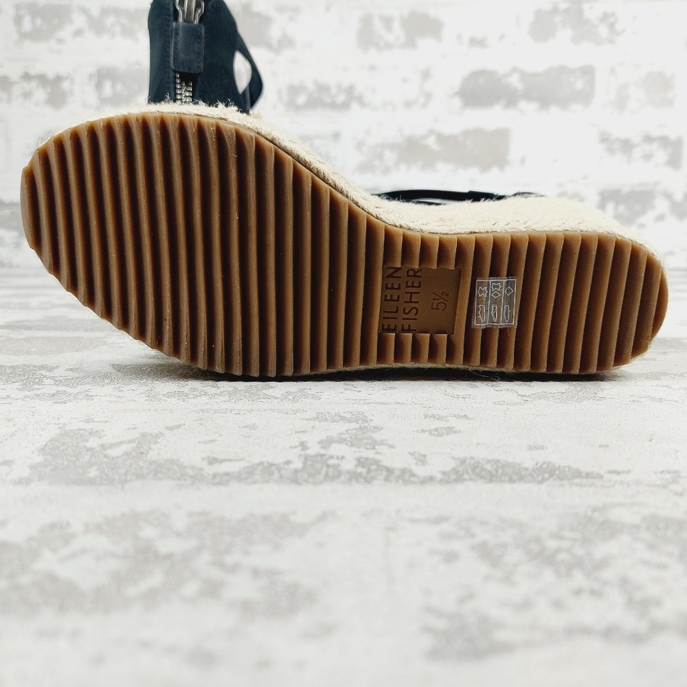 New Eileen Fisher Wanda Black Suede Espadrille A308 - Picture 8 of 12